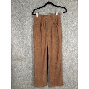 Halara Pants Women Medium Brown High Rise Corduroy Pleated Front Side Pockets